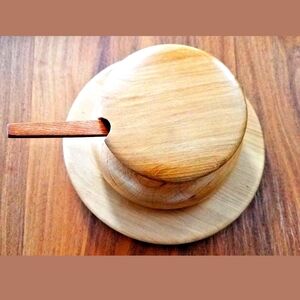 Manzoni Pietro Vietri MCM Wooden Sugar Bowl with glass Insert and Wooden…